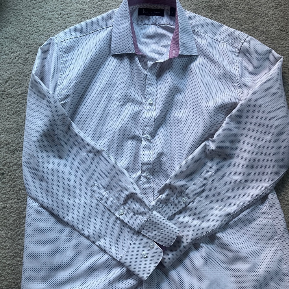 Nicole Miller Men's Light Purple and Pink Dress Shirt